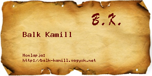 Balk Kamill névjegykártya